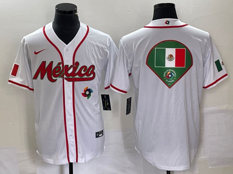 Men 2023 World Cub Mexico Blank White Nike MLB Jersey5